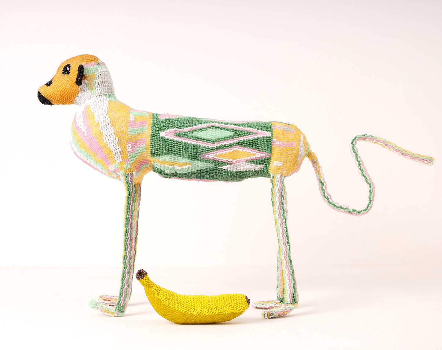 Handmade African beaded baboon sculpture