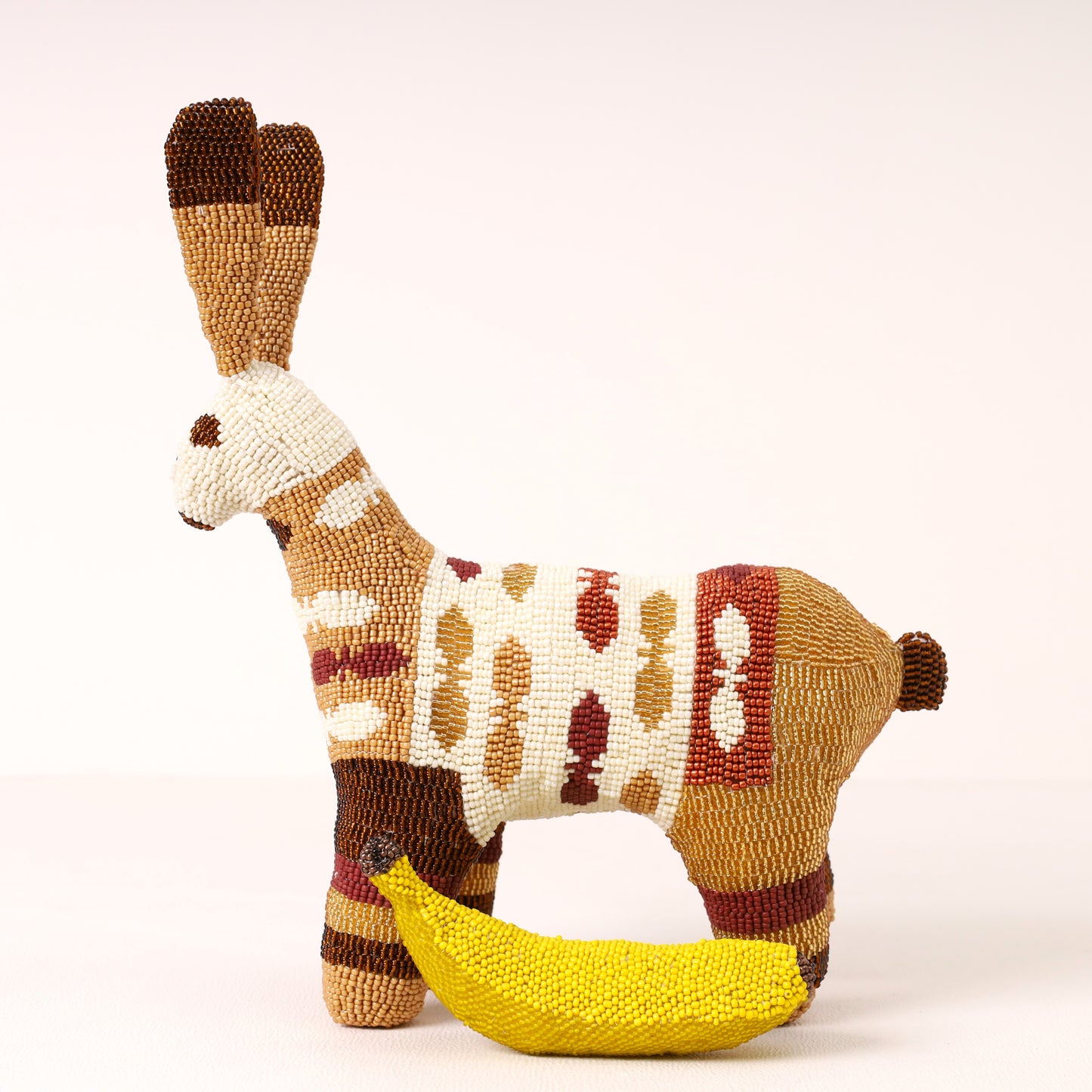 Handmade African beaded bunny sculpture