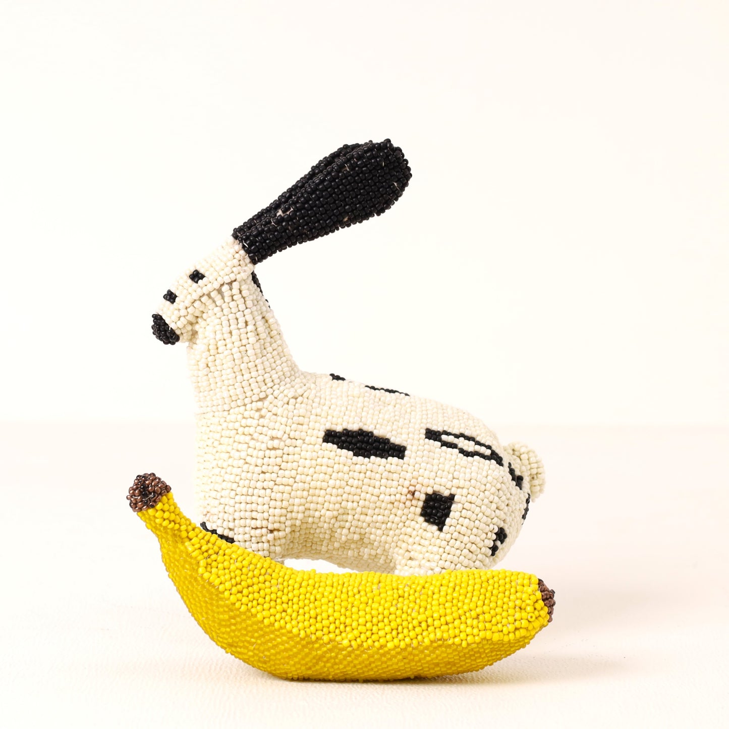 Handmade African beaded bunny sculpture