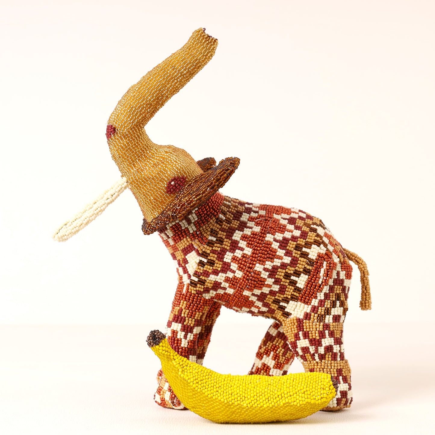 Handmade African beaded elephant sculpture