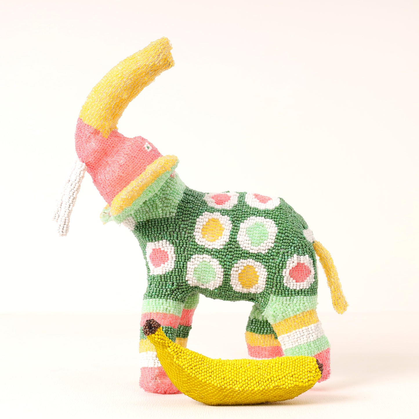 Handmade African beaded elephant sculpture