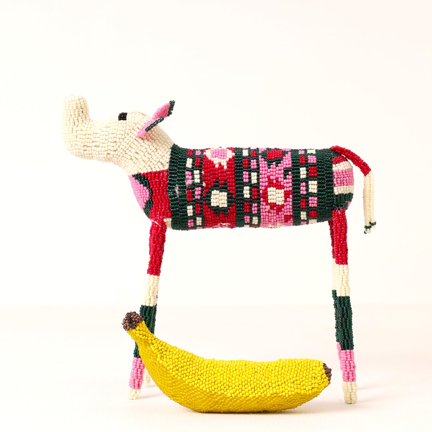Handmade African beaded elephant sculpture