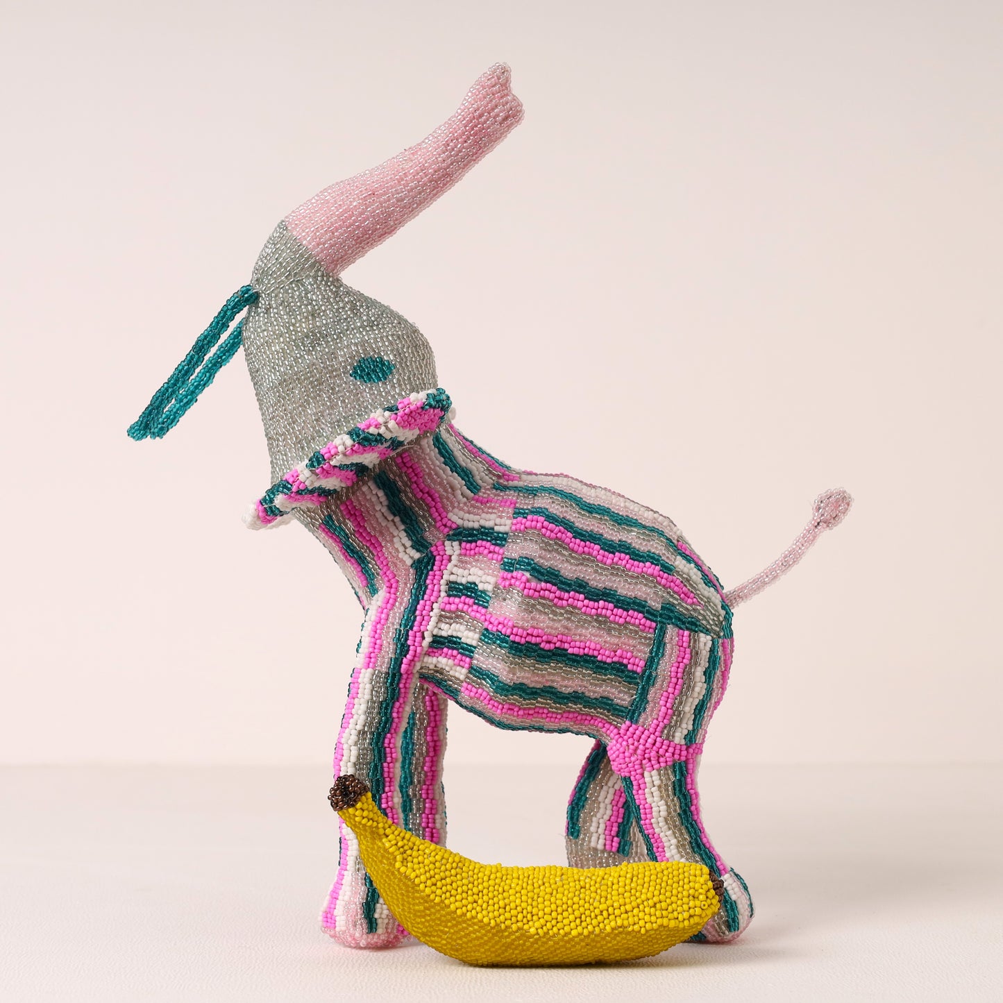 Handmade African beaded elephant sculpture