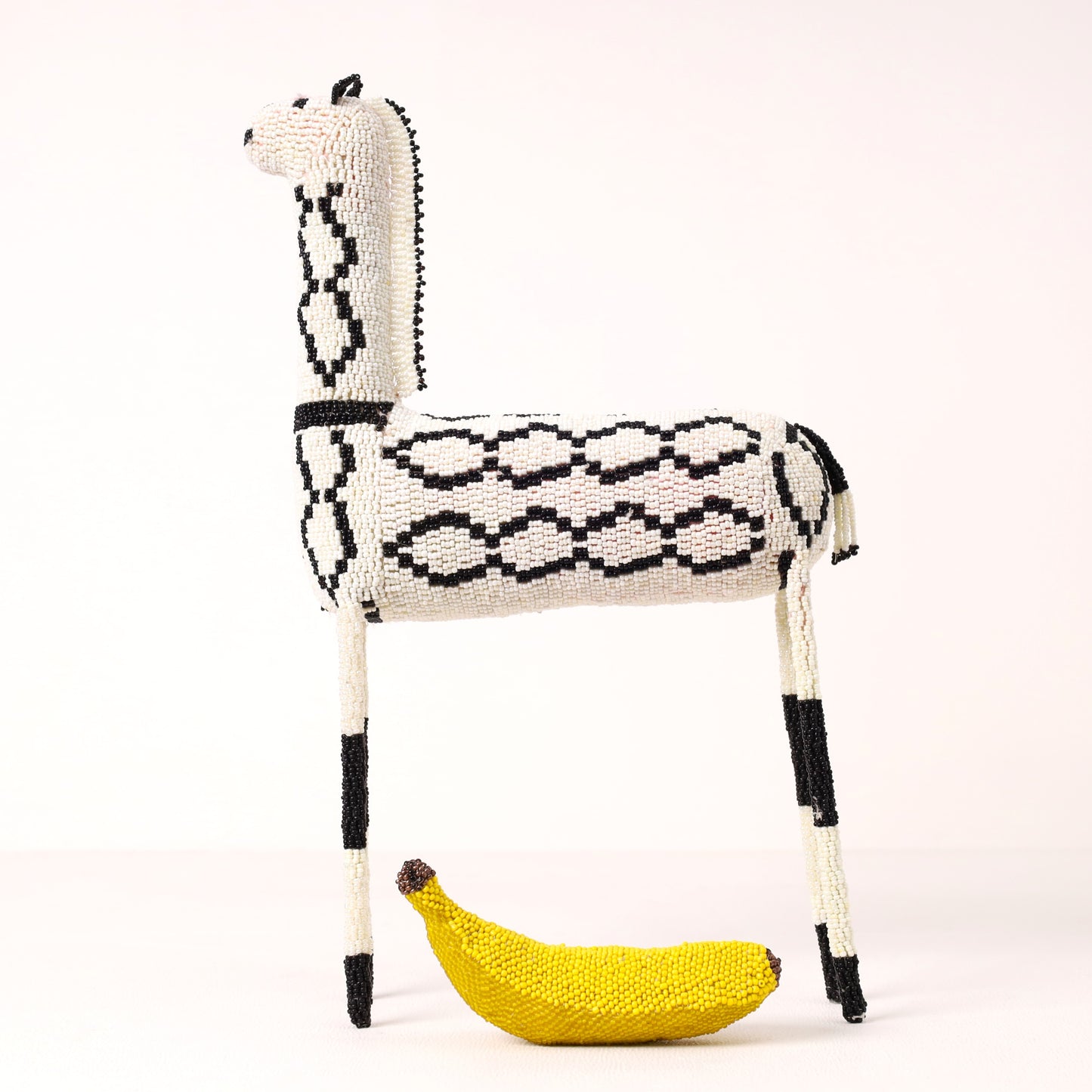 Handmade African beaded giraffe sculpture