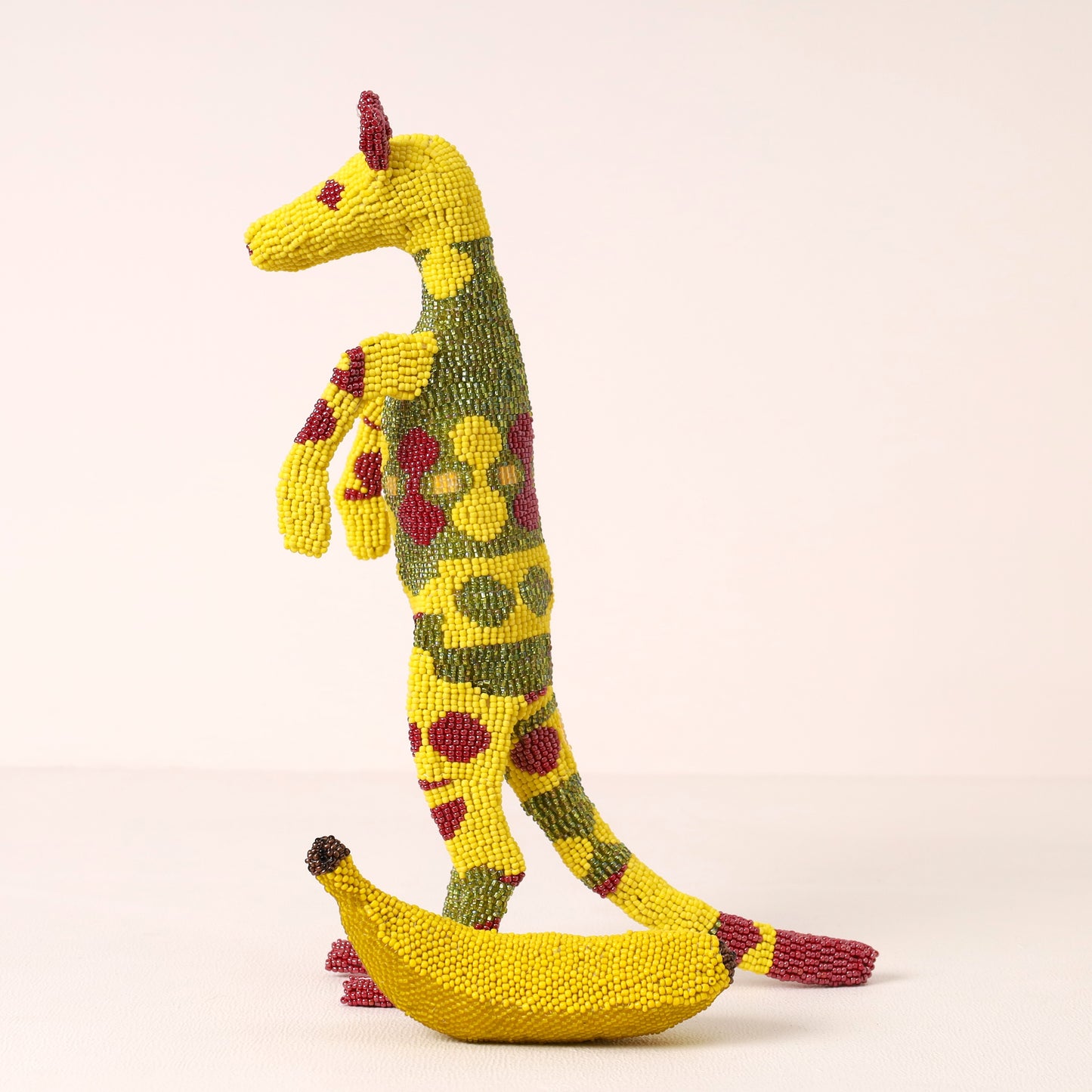 Handmade African beaded meerkat sculpture