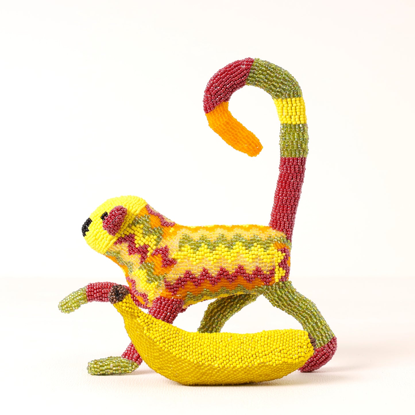 Handmade African beaded monkey sculpture