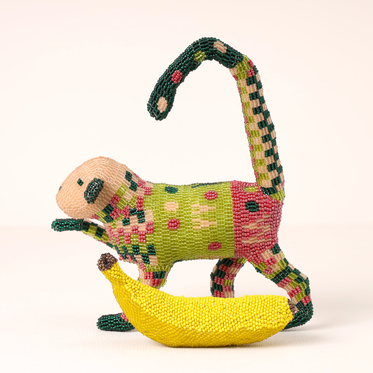 Handmade African beaded monkey sculpture