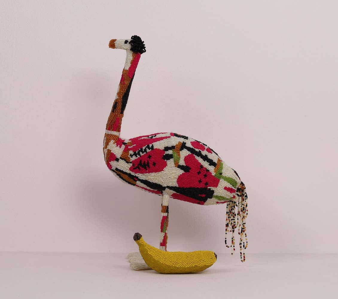 beaded ostrich art