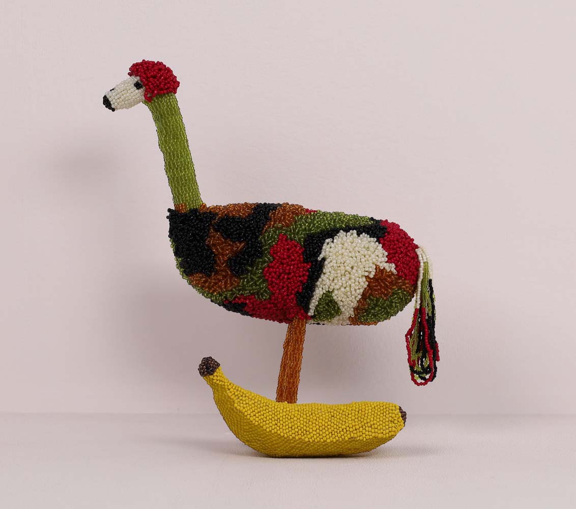beaded ostrich art