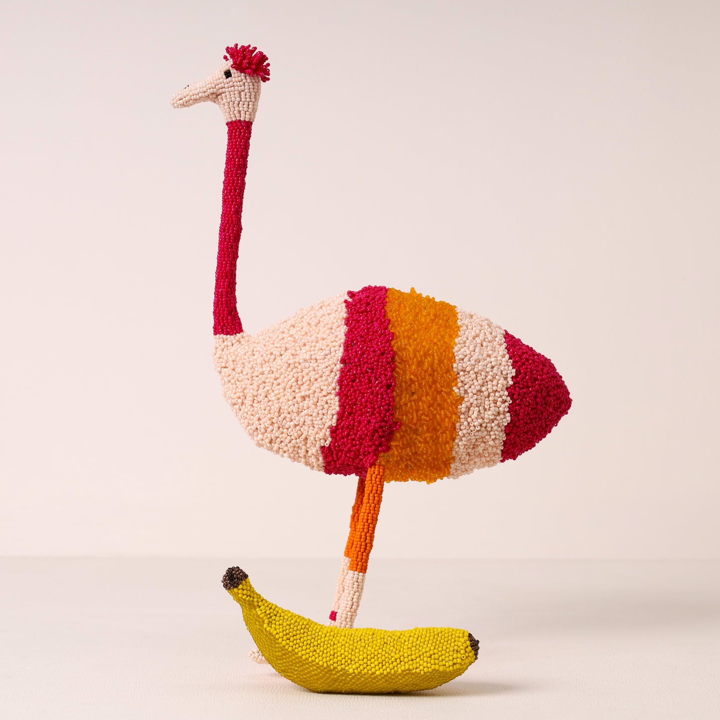 Handmade African beaded ostrich sculpture