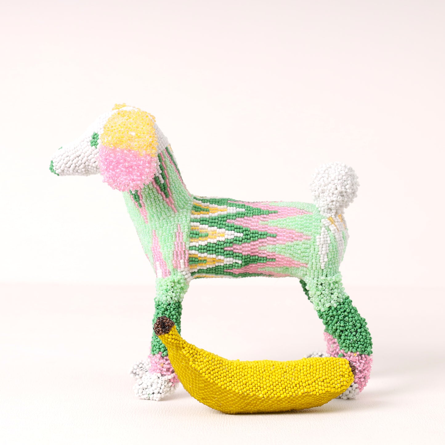Handmade African beaded poodle sculpture