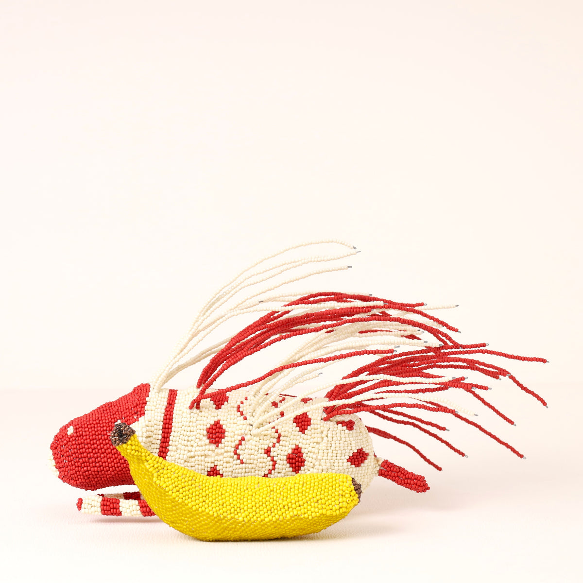 Handmade African beaded porcupine sculpture
