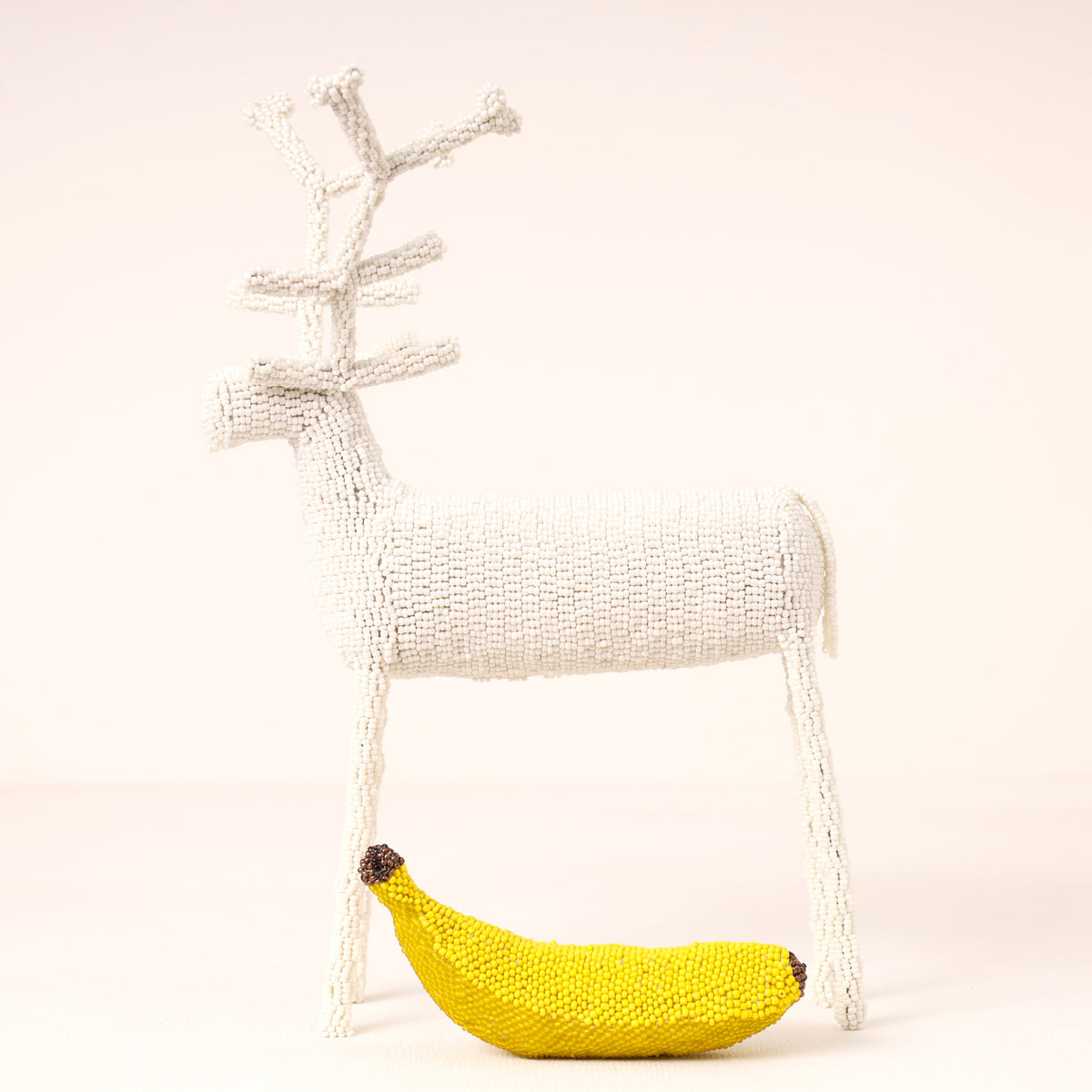 Handmade African beaded reindeer sculpture