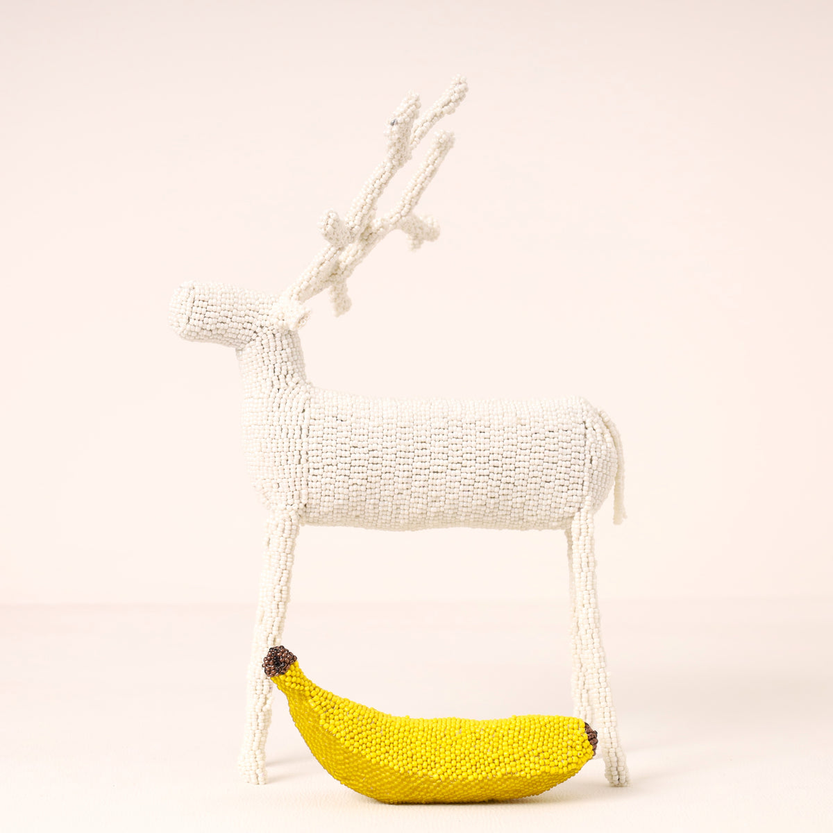 Handmade African beaded reindeer sculpture
