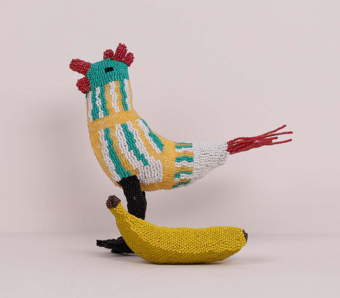 beaded rooster art