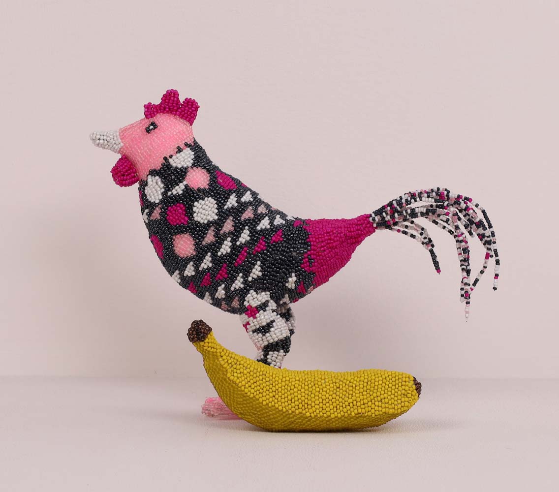 beaded rooster art