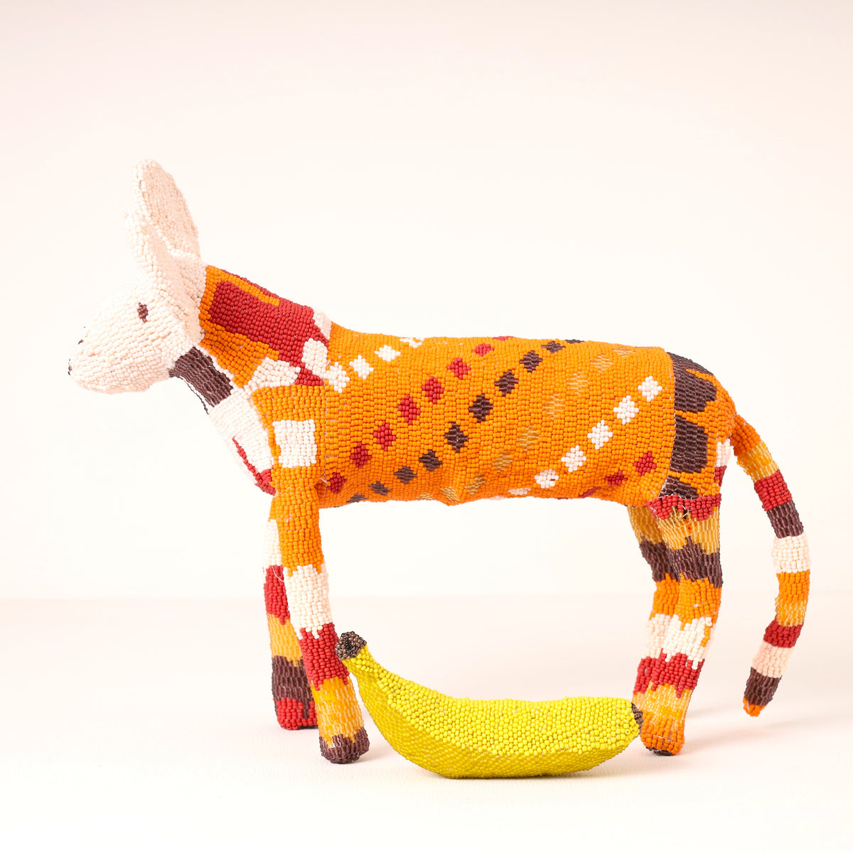 Handmade African beaded wilddog sculpture