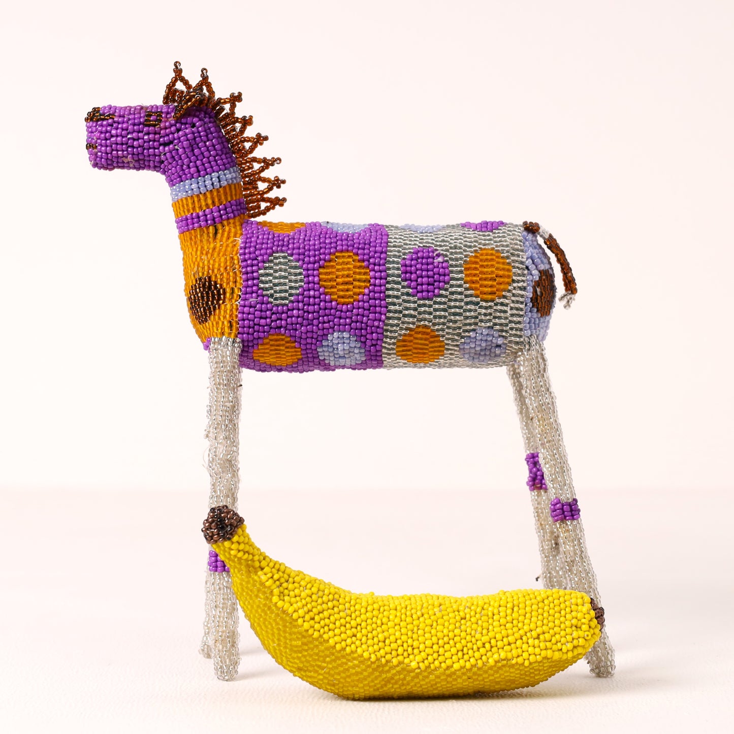 Handmade African beaded zebra sculpture