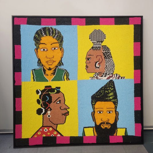 beaded framed barbershop wall art