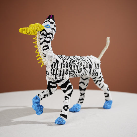 beaded zebra art