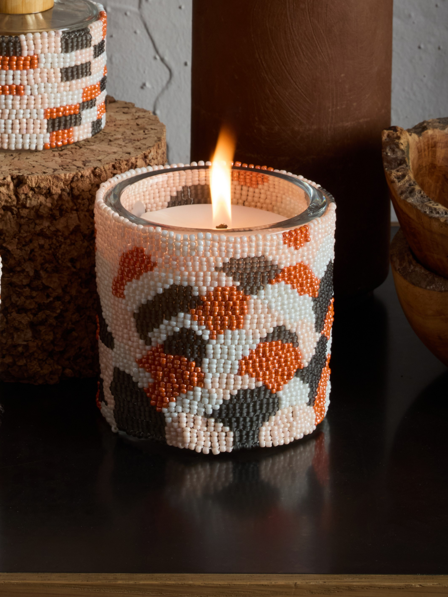 Beaded Luna Candle