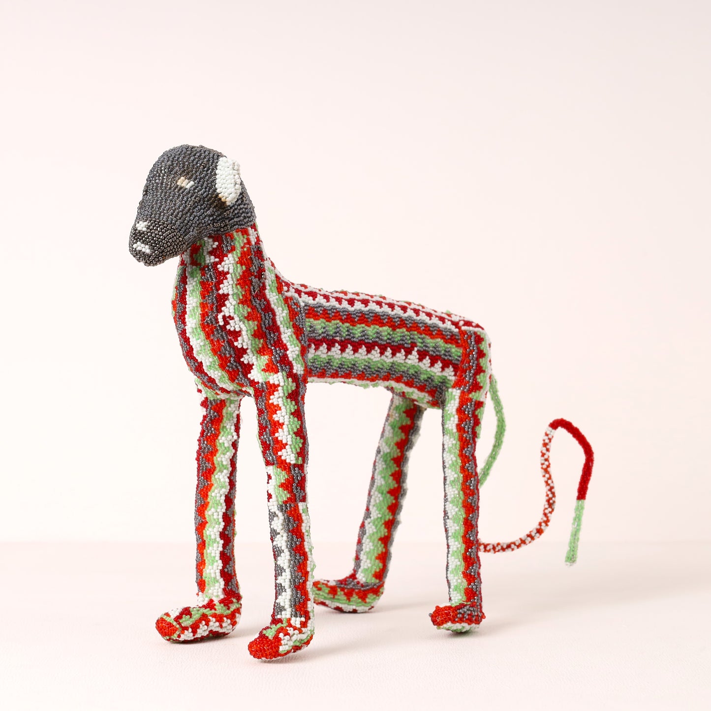 Handmade African beaded baboon sculpture