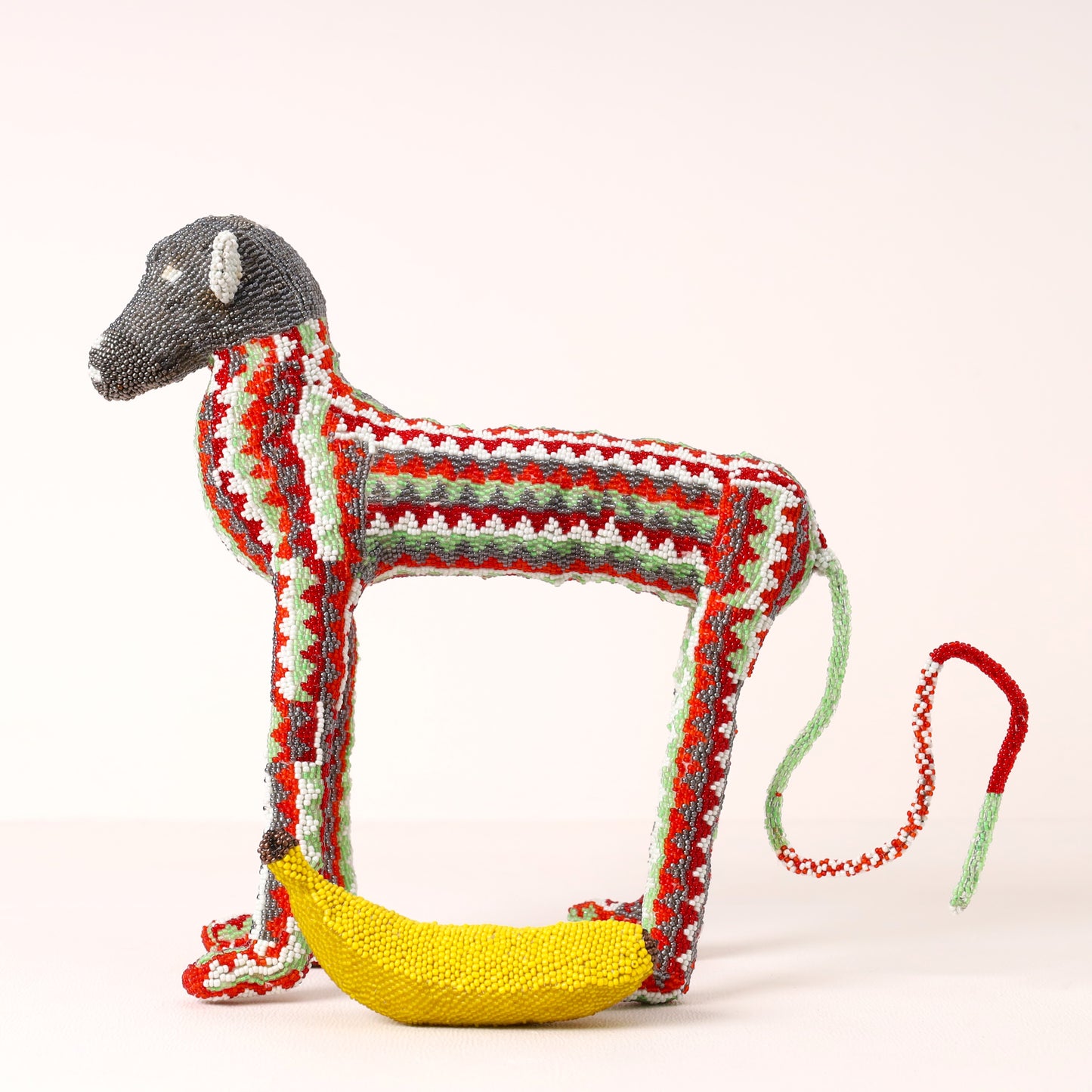 Handmade African beaded baboon sculpture