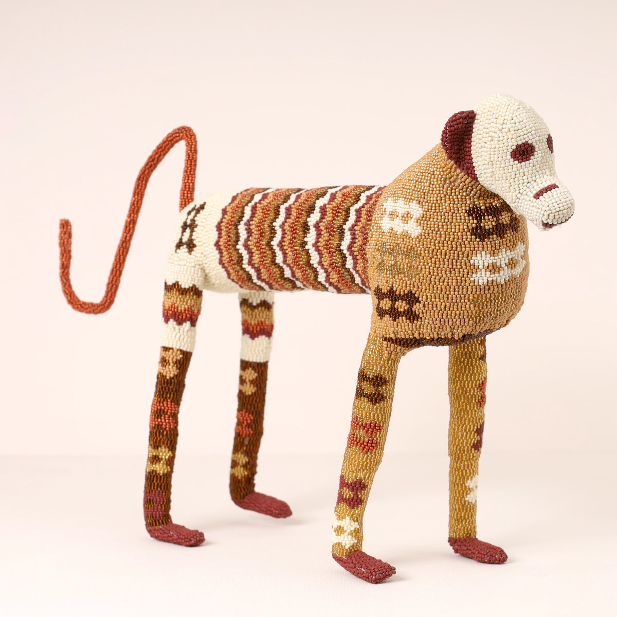 Handmade African beaded baboon sculpture