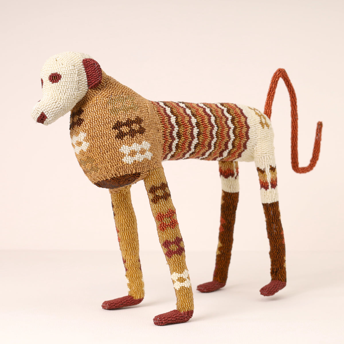 Handmade African beaded baboon sculpture