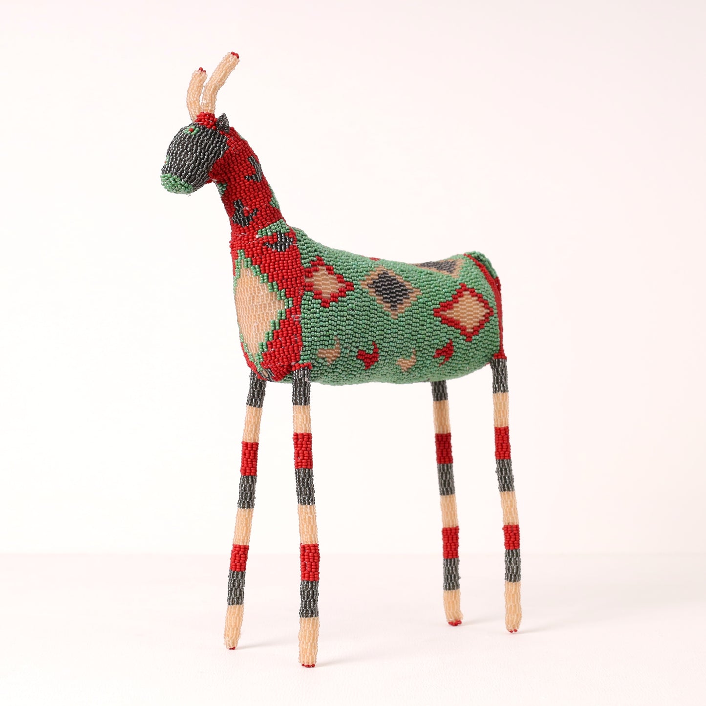 Handmade African beaded bokkie sculpture