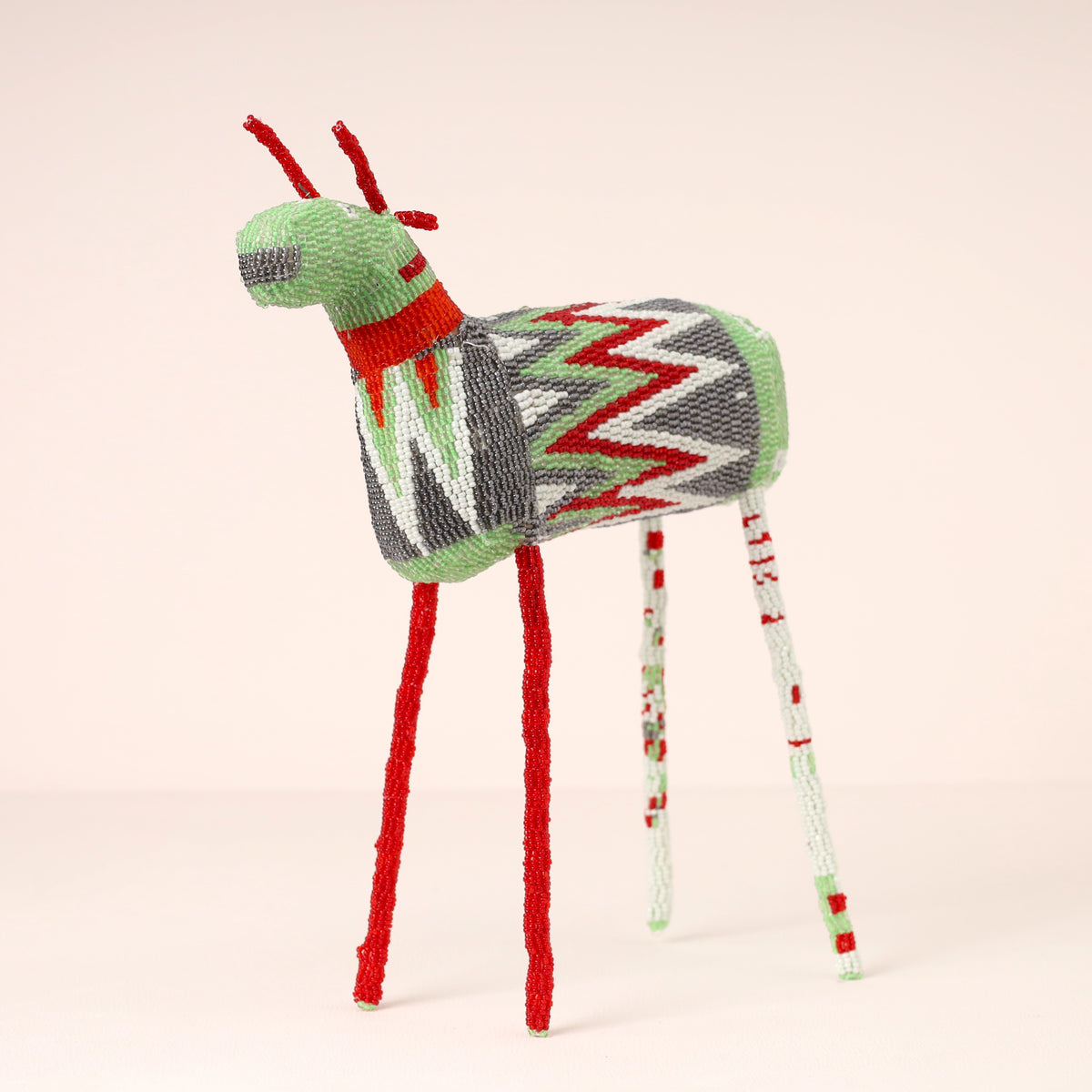 Handmade African beaded springbok sculpture