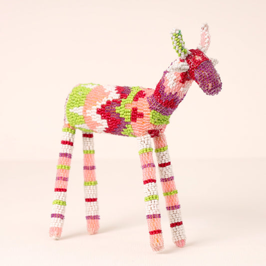 Handmade African beaded springbok sculpture