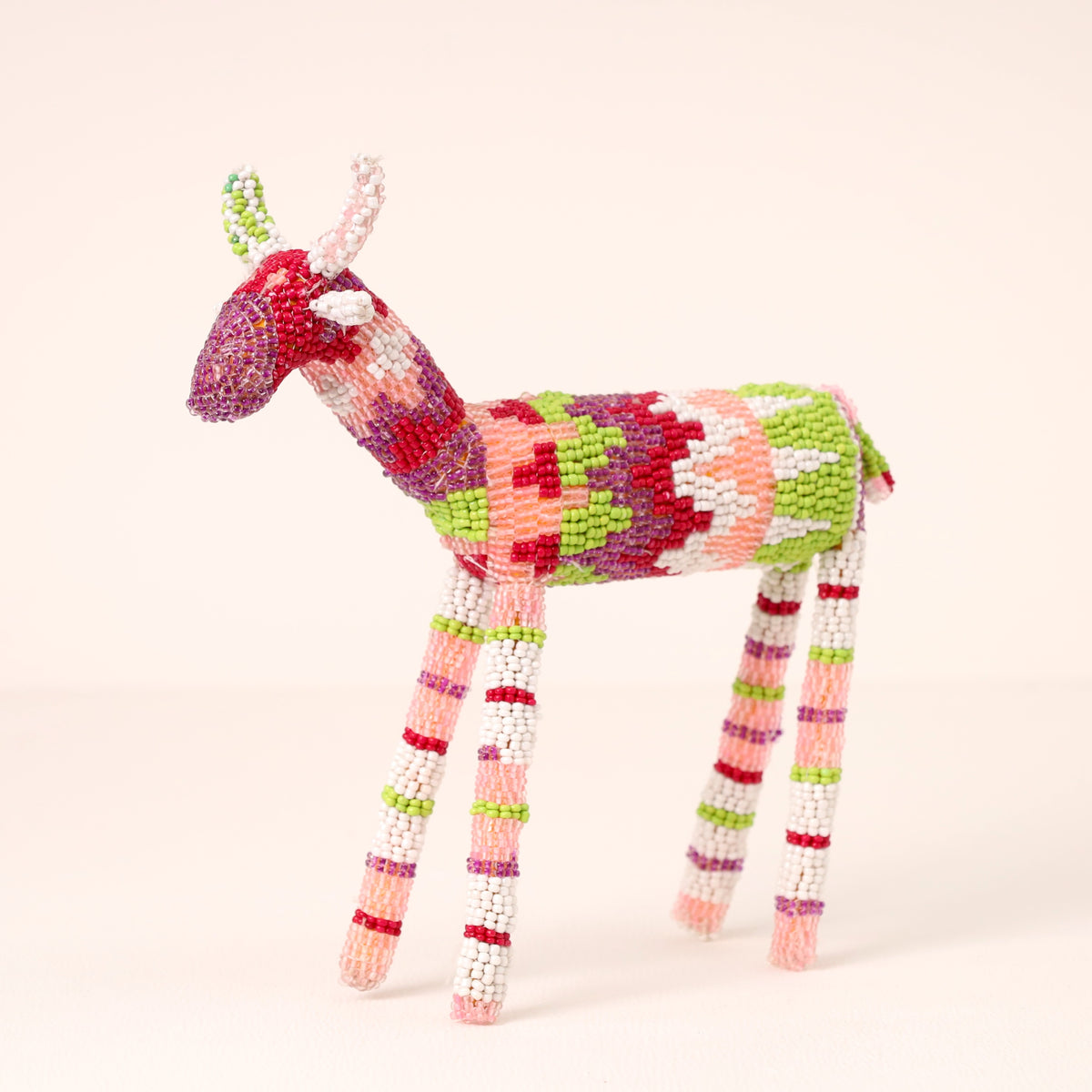 Handmade African beaded springbok sculpture