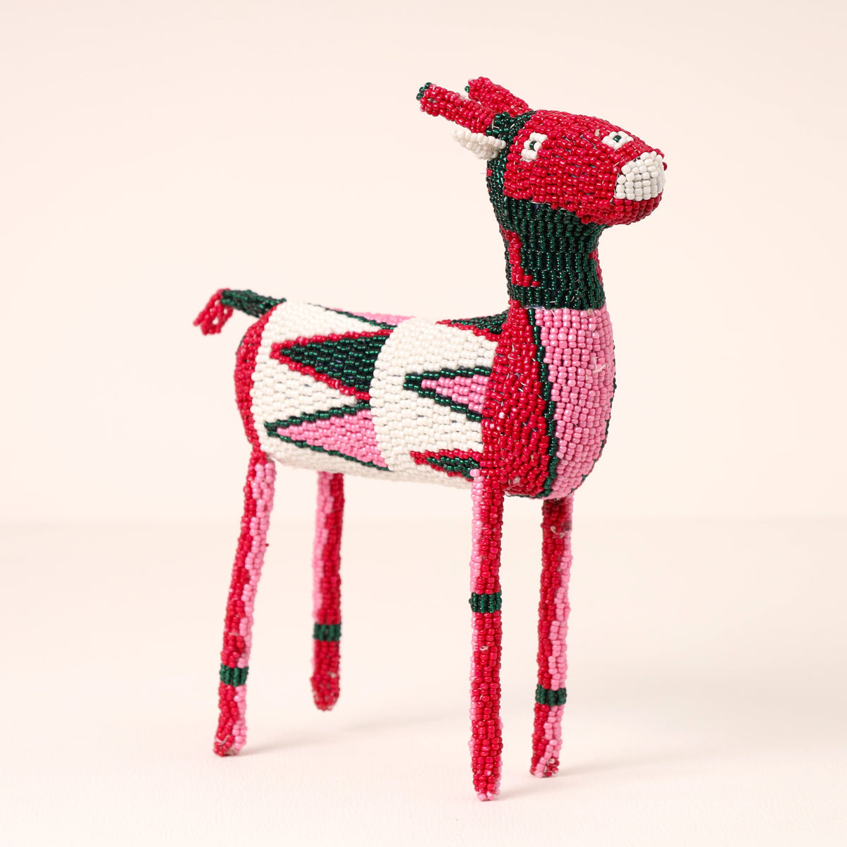 Handmade African beaded springbok sculpture