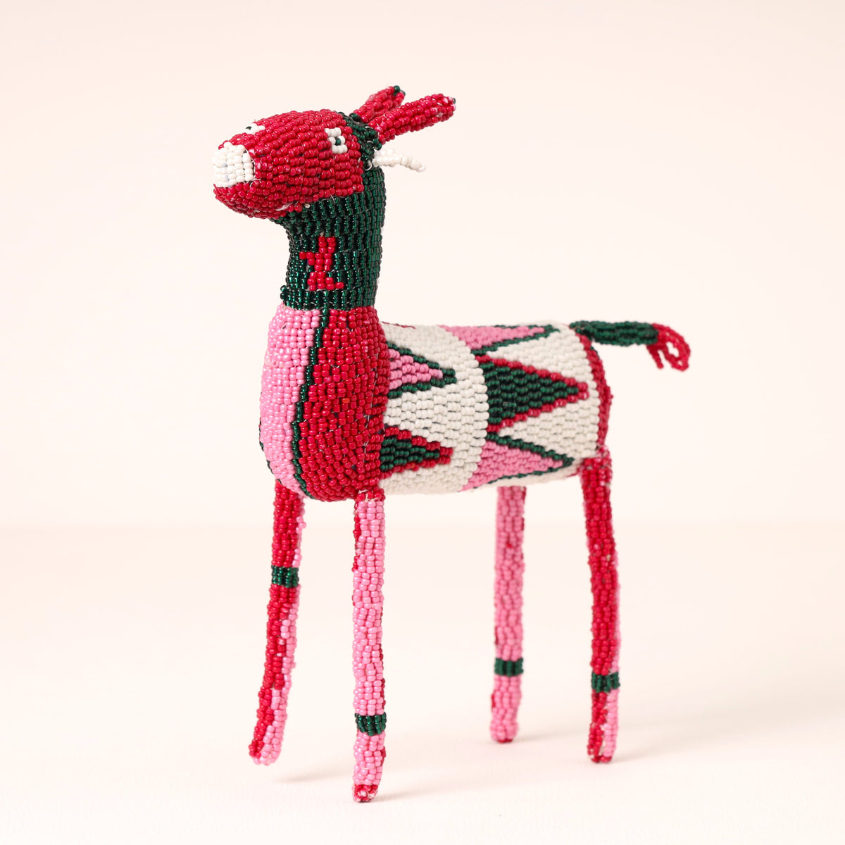 Handmade African beaded springbok sculpture
