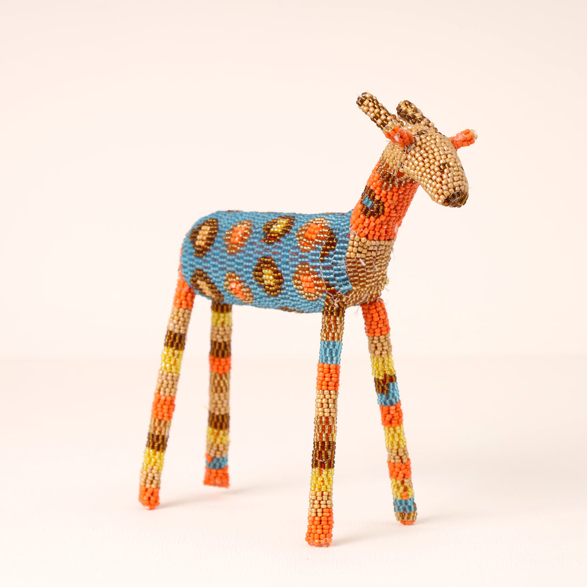 Handmade African beaded springbok sculpture