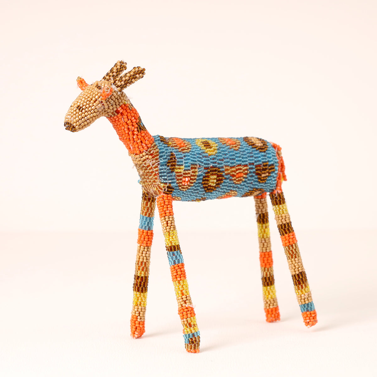 Handmade African beaded springbok sculpture