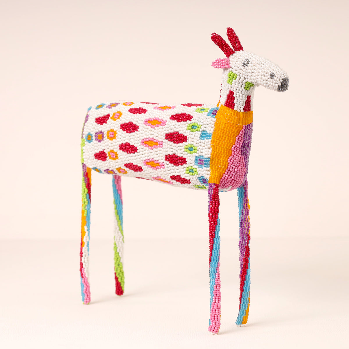 Handmade African beaded springbok sculpture
