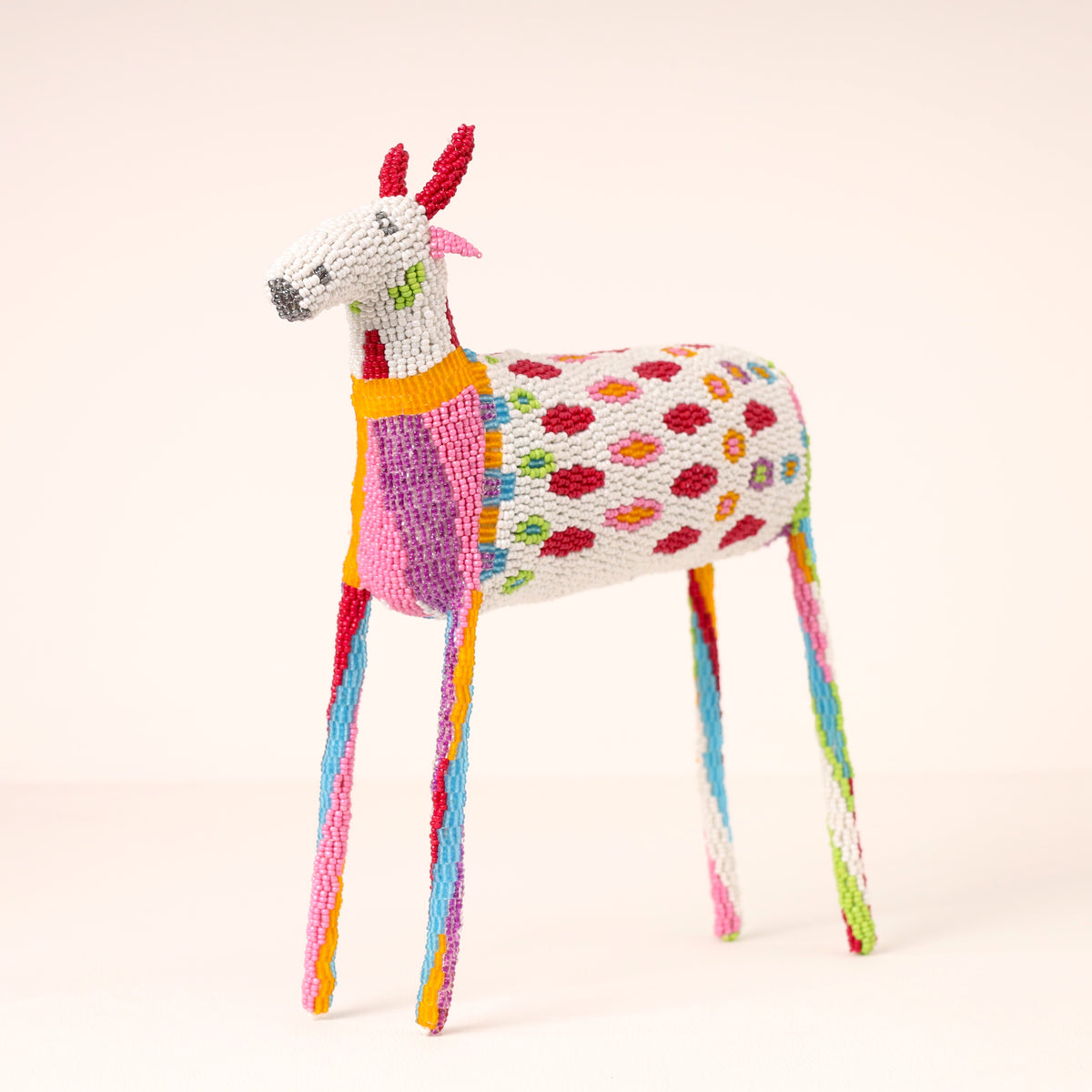 Handmade African beaded springbok sculpture