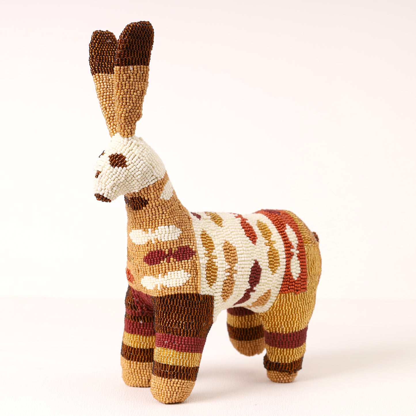 Handmade African beaded bunny sculpture