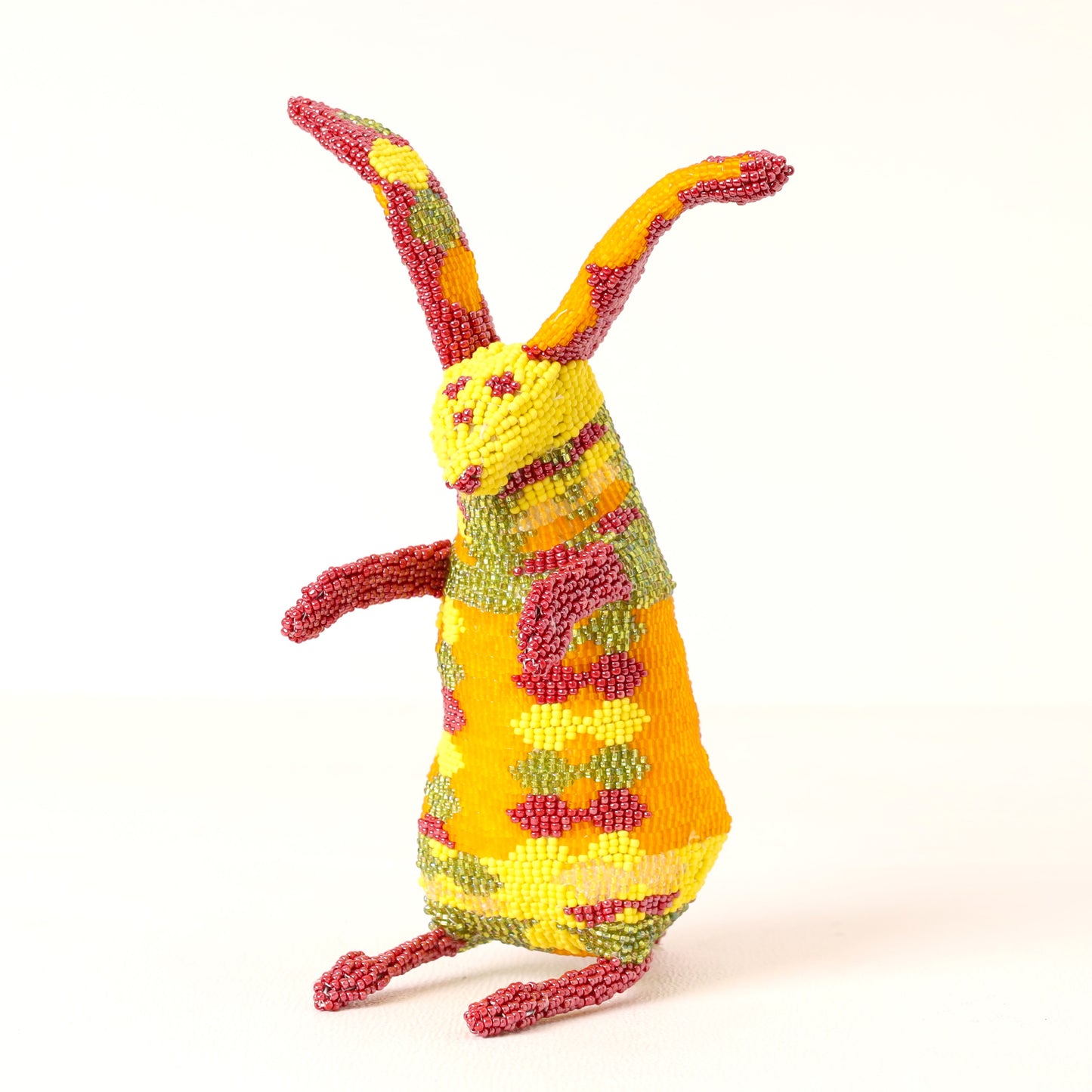 Handmade African beaded bunny sculpture