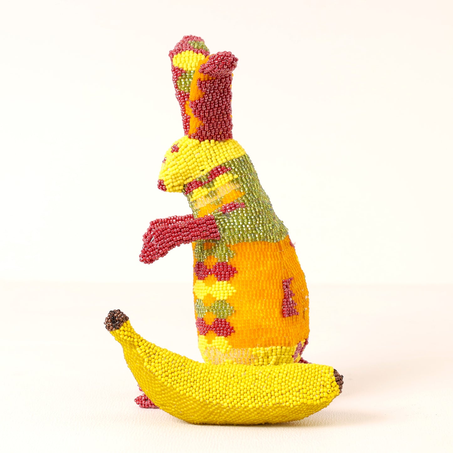 Handmade African beaded bunny sculpture