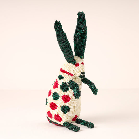 Handmade African beaded bunny sculpture