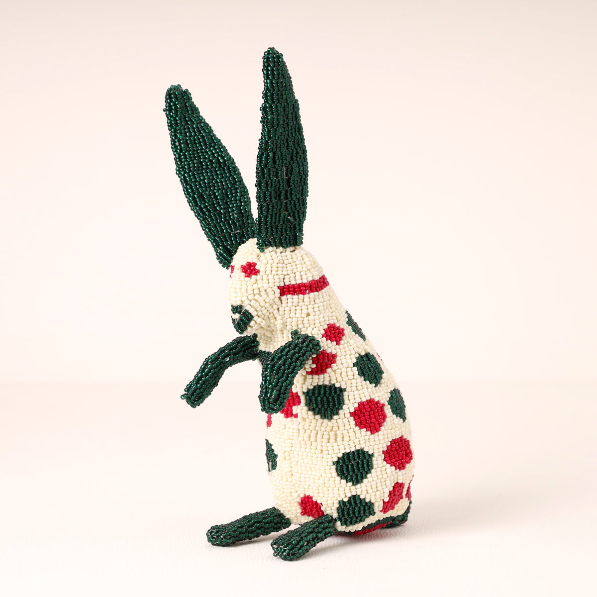 Handmade African beaded bunny sculpture