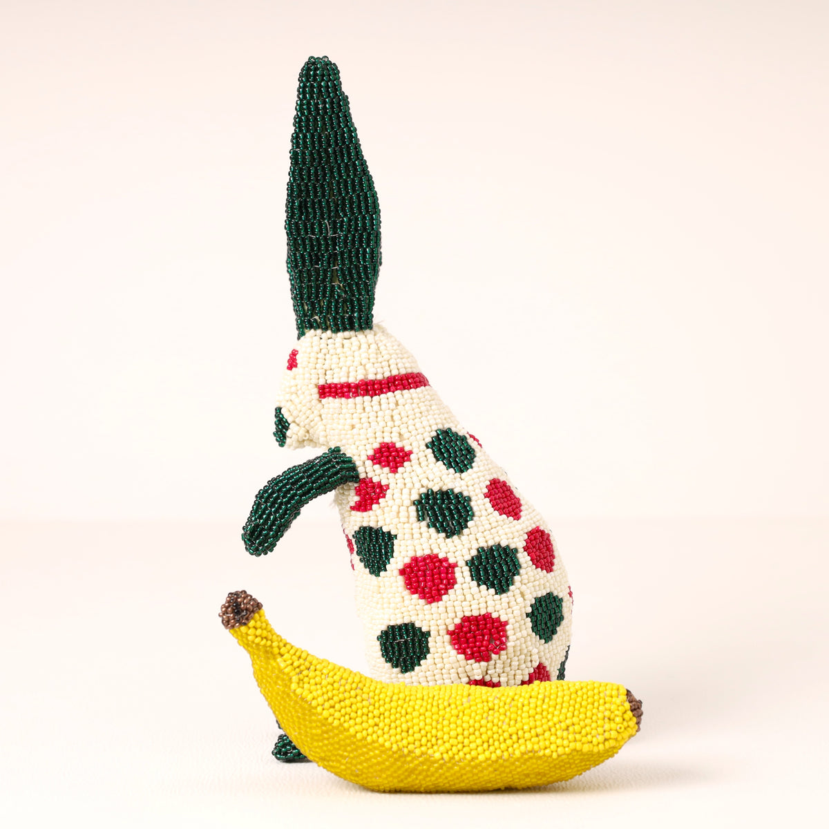 Handmade African beaded bunny sculpture
