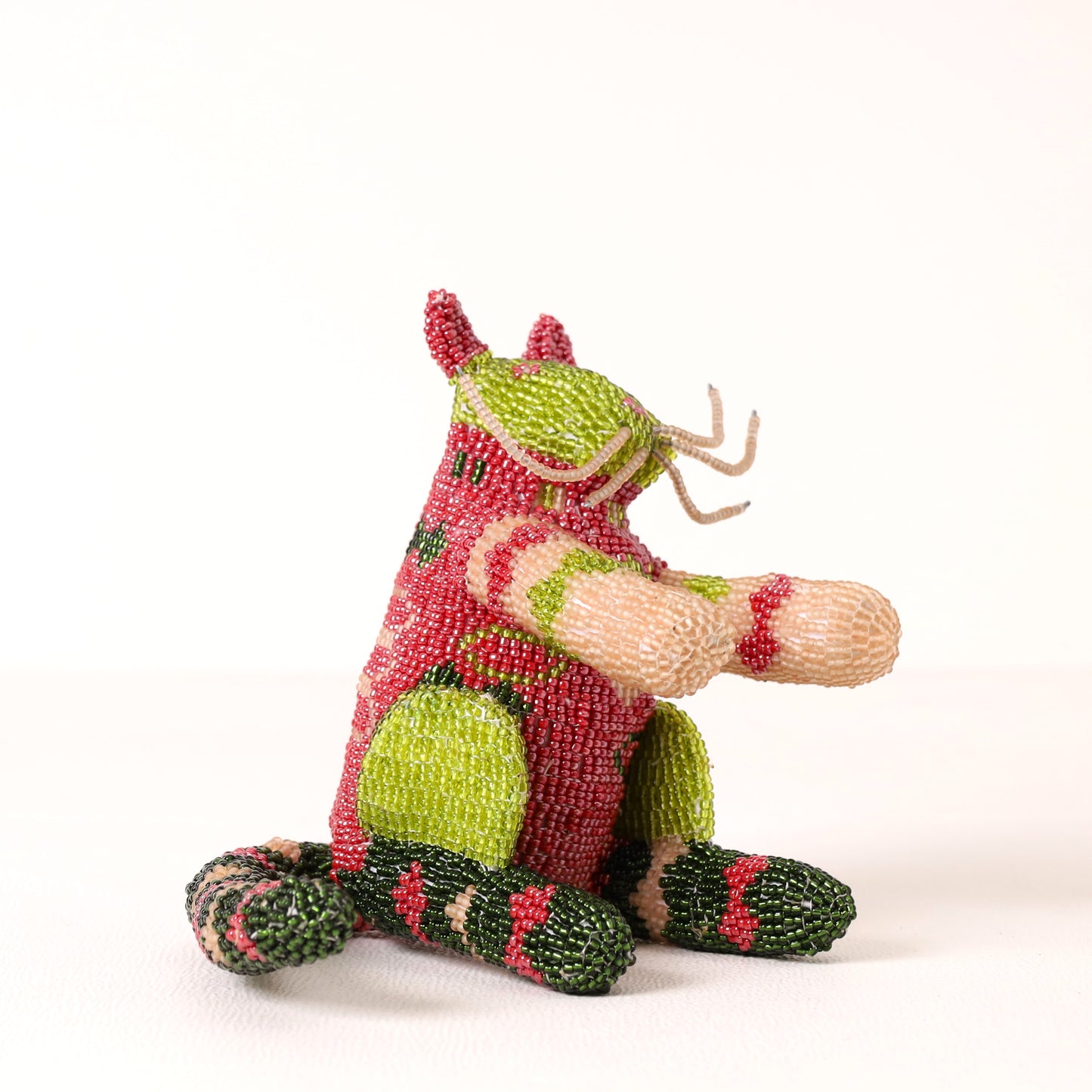 Handmade African beaded cat sculpture