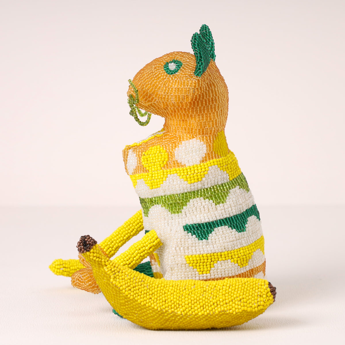 Handmade African beaded cat sculpture