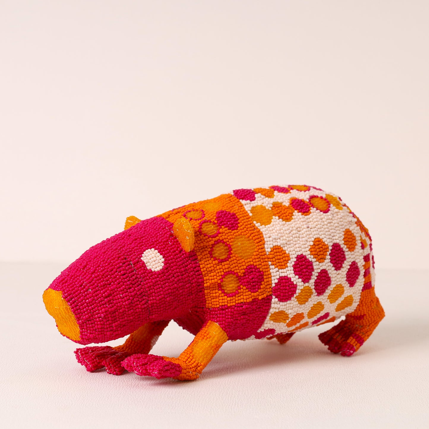 Handmade African beaded dassie sculpture