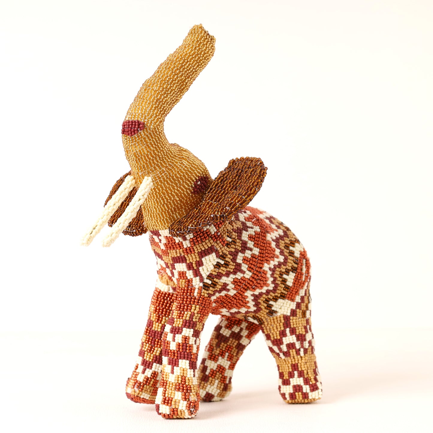 Handmade African beaded elephant sculpture