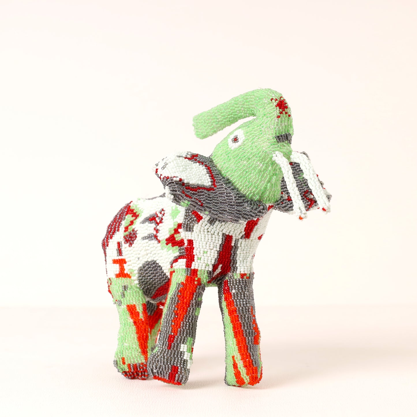 Handmade African beaded elephant sculpture